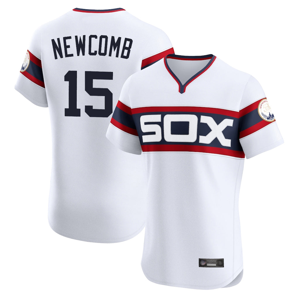 Chicago White Sox #15 Sean Newcomb Player White CONTON T-shirt Limited Elite Home Stitched Jerseys