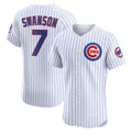Chicago Cubs #7 Dansby Swanson White CONTON Home Elite Jersey