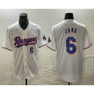 Texas Rangers #6 Josh Jung Number White CONTON 2024 Gold Collection Limited Cool Base Jersey
