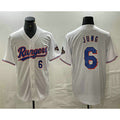 Texas Rangers #6 Josh Jung Number White CONTON 2024 Gold Collection Limited Cool Base Jersey