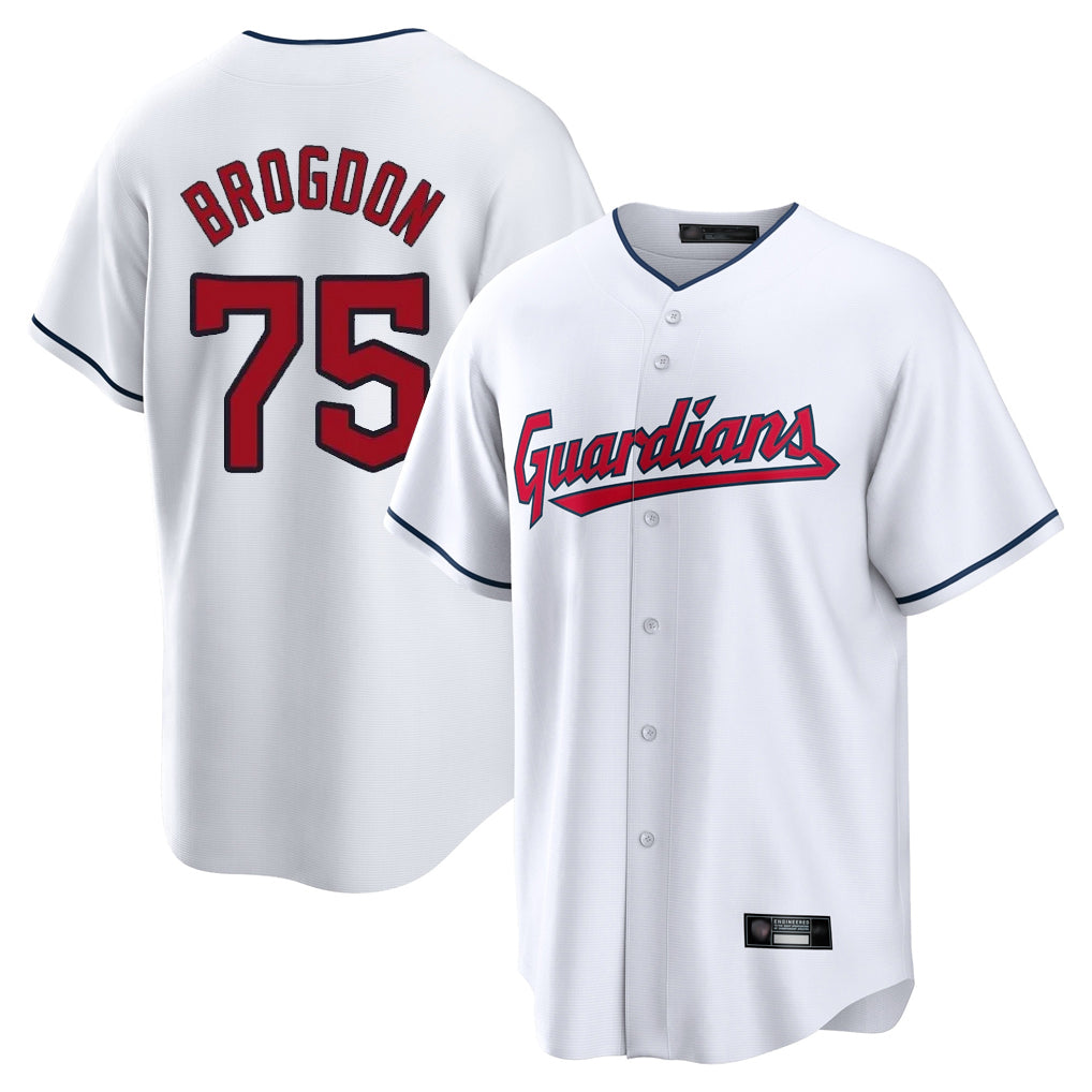 Cleveland Guardians #75 Connor Brogdon Player White CONTON Home Game Stitched Jerseys