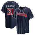 Atlanta Braves #31 Greg Maddux Player Navy CONTON Home Game Stitched Jerseys
