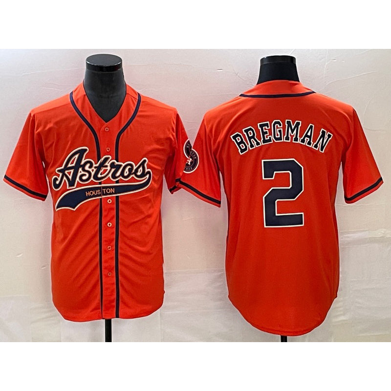 Houston Astros #2 Alex Bregman Orange CONTON With Patch Cool Base Stitched Jersey