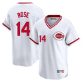 Cincinnati Reds #14 Pete Rose Player White CONTON Cooperstown Collection Limited T-shirt Home Stitched Jerseys