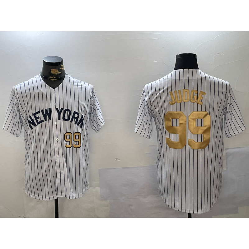 New York Yankees #99 Aaron Judge White CONTON Pinstripe Fashion Cool Base Jerseys