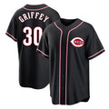 Cincinnati Reds #30 Ken Griffey Player Black CONTON Fashion Out Home Game Stitched Jerseys