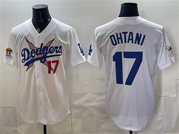 Los Angeles Dodgers x One Piece #17 Shohei Ohtani White CONTON Vapor Premier Limited Stitched Jersey