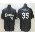 Chicago White Sox #35 Frank Thomas Black CONTON With Small Number 2021 City Connect Stitched Cool Base Jersey