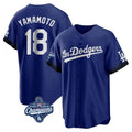 Los Angeles Dodgers #18 Yoshinobu Yamamoto Player Royal CONTON World Series Meet City Connect Home Game Stitched Jerseys