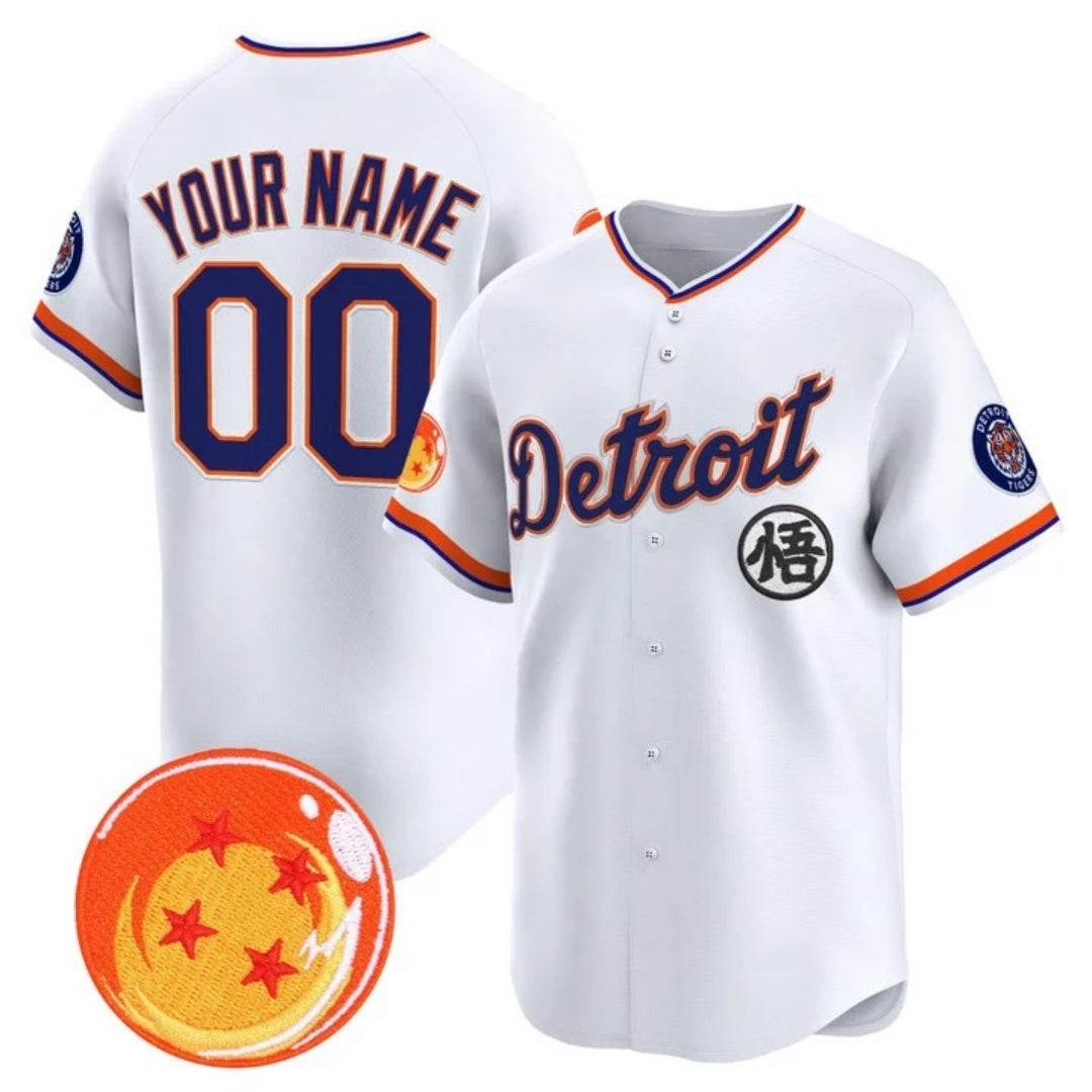 Custom Detroit Tigers x Dragon Ball White CONTON Vapor Premier Limited Jersey - All Stitched