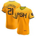 Pittsburgh Pirates #21 Roberto Clemente Gold CONTON City Connect Elite Player Jersey