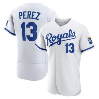 Kansas City Royals #13 Salvador Perez White CONTON Flex Base Stitched Jersey