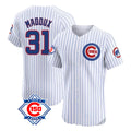 Chicago Cubs #31 Greg Maddux Player White CONTON 150th Anniversary Limited Elite Home Game Stitched Jerseys