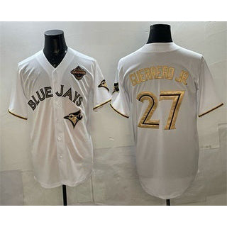Toronto Blue Jays #27 Vladimir Guerrero Jr White Gold CONTON 2025 American League Champions Limited Stitched Jersey