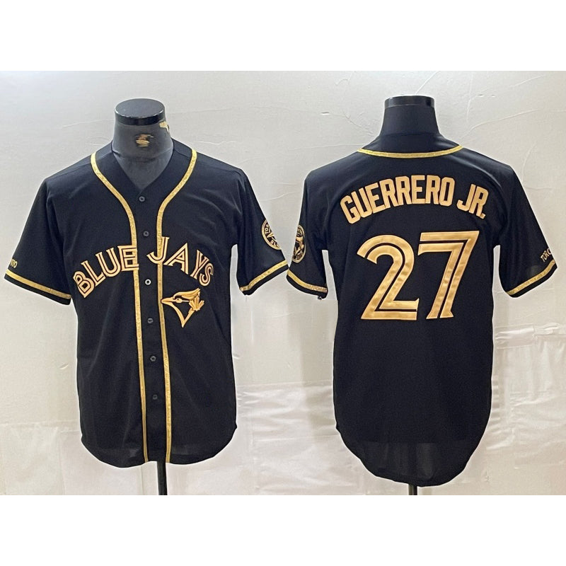 Toronto Blue Jays #27 Vladimir Guerrero Jr Black Gold CONTON Cool Base Stitched Jersey