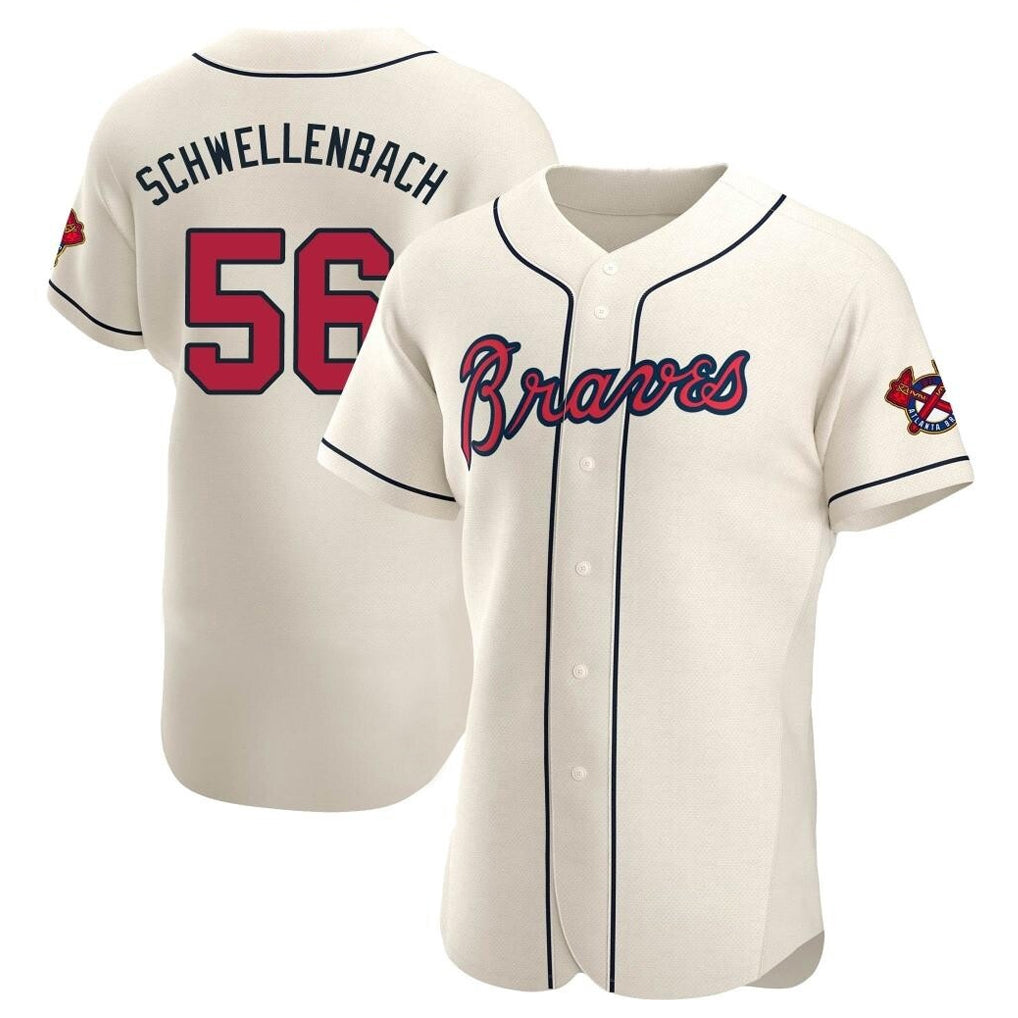 Atlanta Braves #56 Spencer Schwellenbach Player Cream CONTON Limited Elite Home Game Stitched Jerseys
