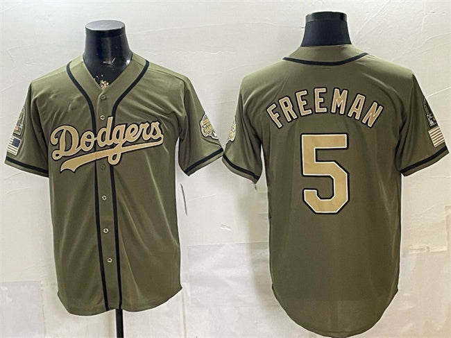 Los Angeles Dodgers #5 Freddie Freeman Olive CONTON 2026 Armed Forces Day Stitched Jersey