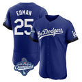 Los Angeles Dodgers #25 Tommy Edman Player Royal CONTON World Series Meet City Connect Elite Home Stitched Jerseys