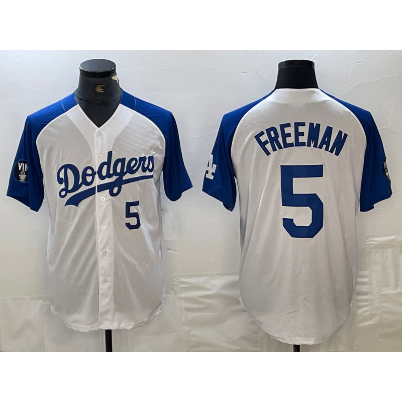 Los Angeles Dodgers #5 Freddie Freeman Number White Blue CONTON Fashion Stitched Cool Base Limited Jersey 2