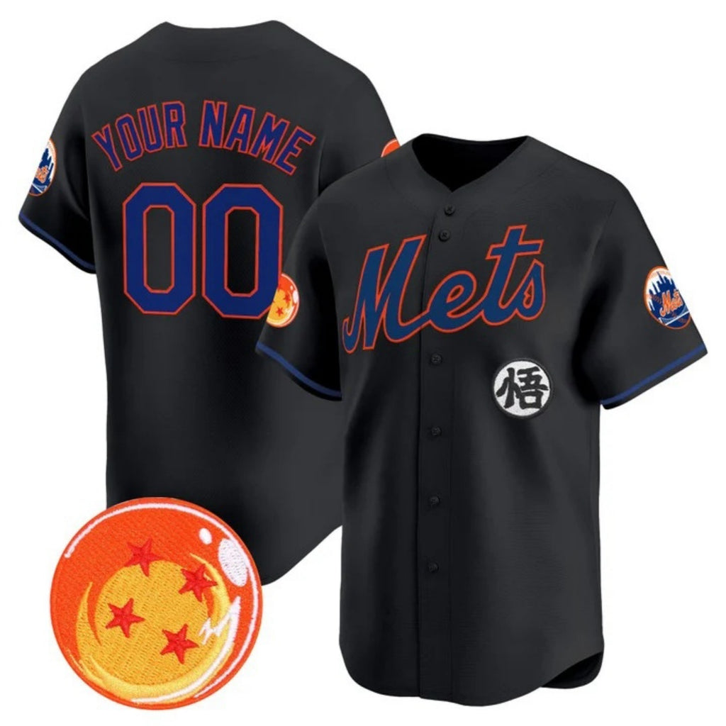 Custom New York Mets x Dragon Ball Black CONTON Vapor Premier Limited Jersey - All Stitched