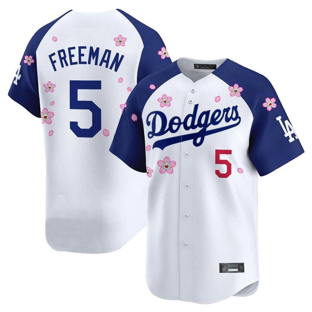 Los Angeles Dodgers #5 Freddie Freeman Player White-Royal CONTON Tokyo Series Vapor Premier Limited Stitched Jerseys