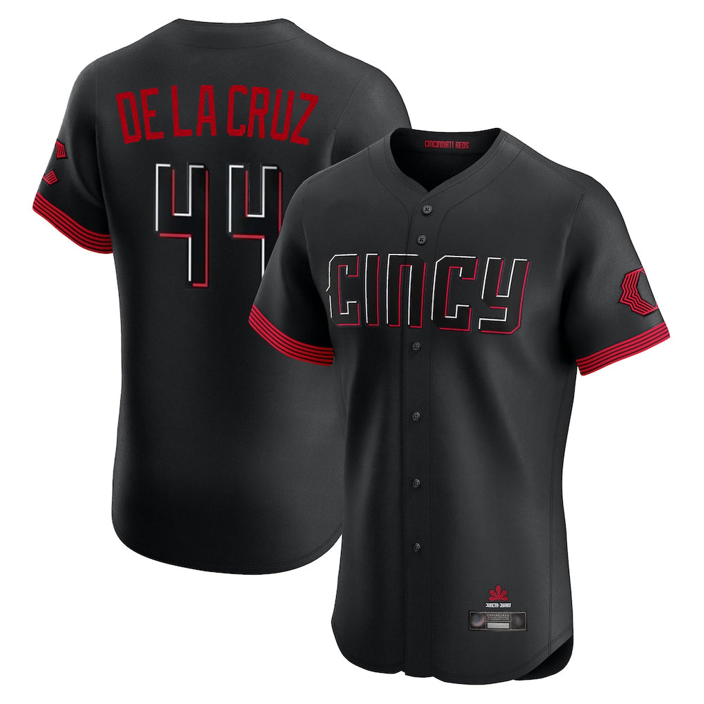 Cincinnati Reds #44 Elly De La Cruz Player Black CONTON City Connect Limited Elite Home Stitched Jerseys