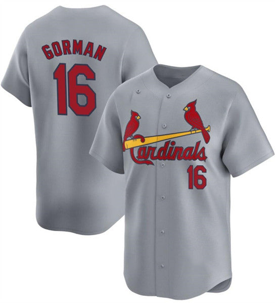 St. Louis Cardinals #16 Nolan Gorman Gray CONTON 2024 Away Limited Stitched Jersey