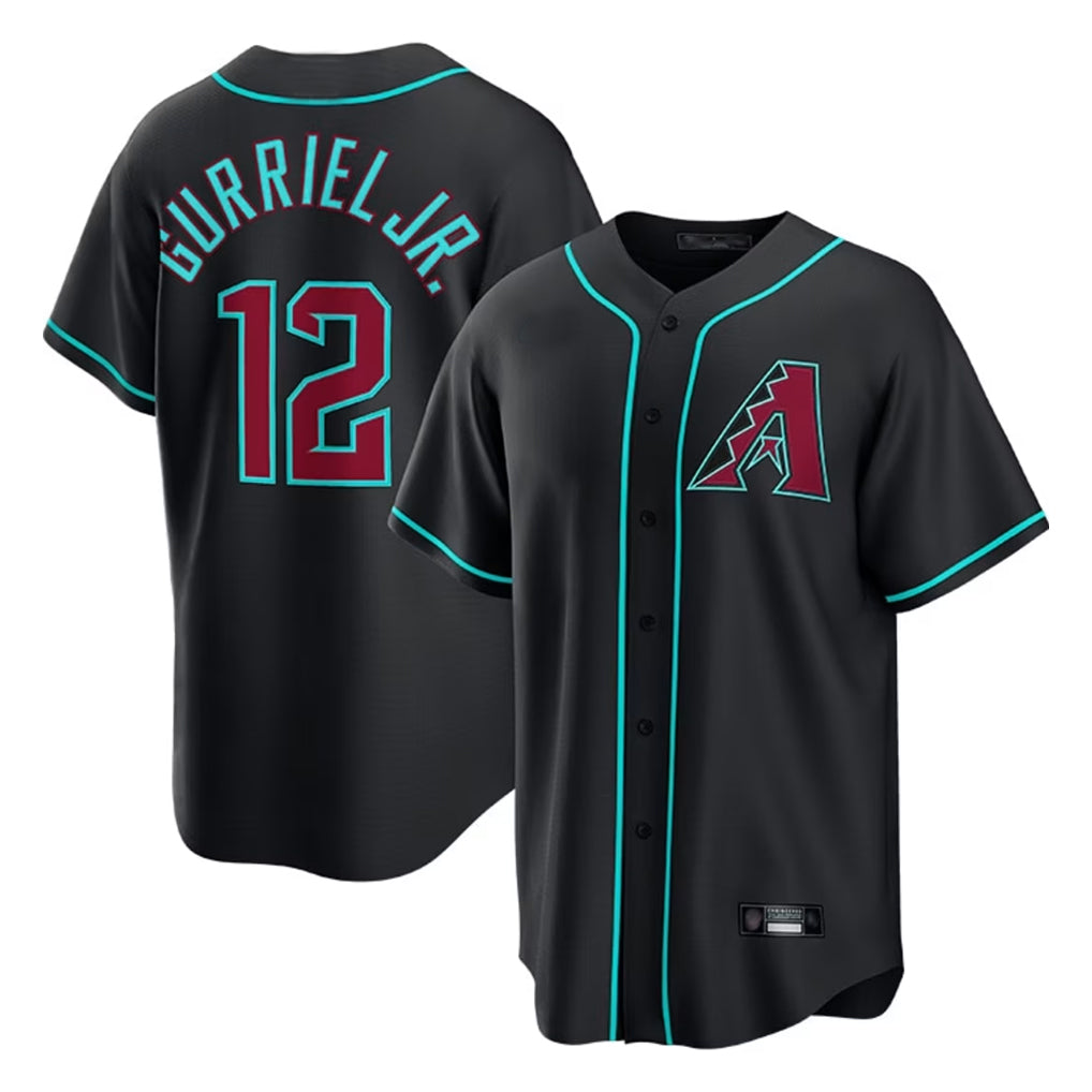 Arizona Diamondbacks #12 Lourdes Gurriel Jr Player Black CONTON Fashion Out Home Game Stitched Jerseys