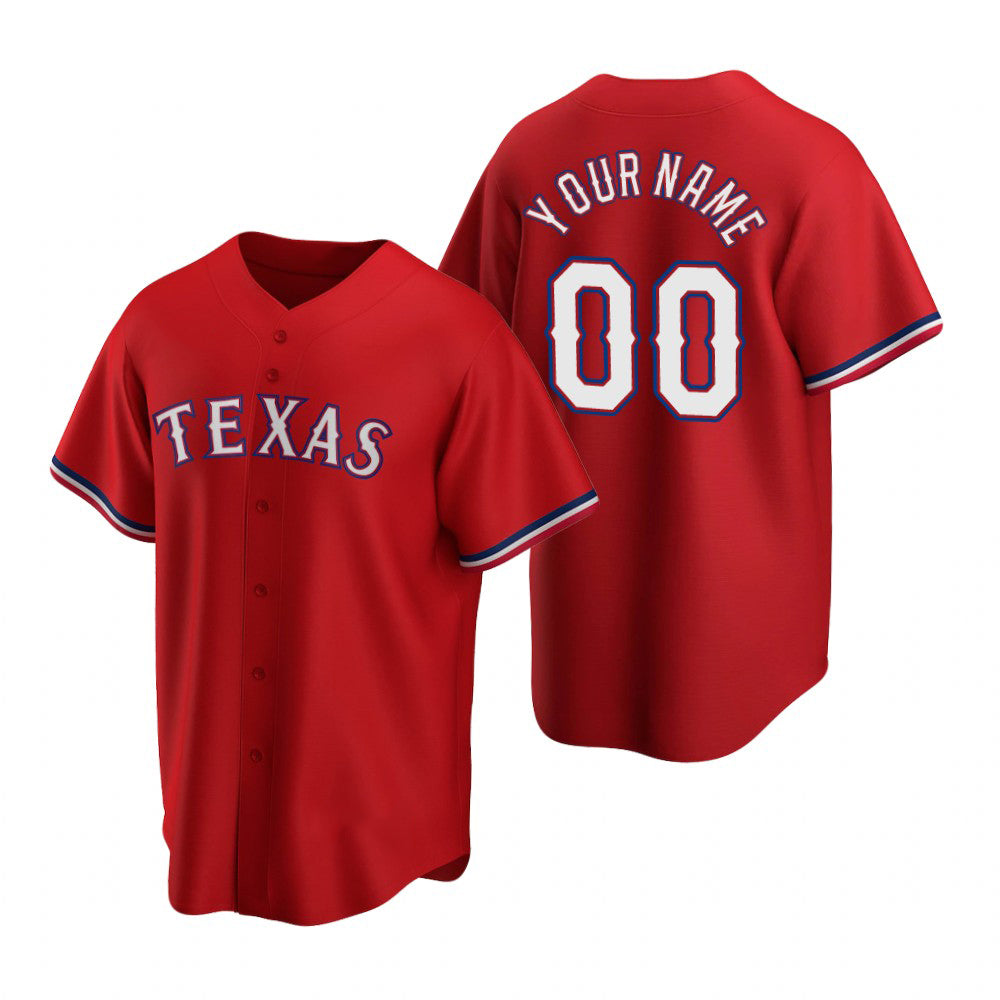 Custom Texas Rangers Red CONTON 2020 Stitched Cool Base Jersey