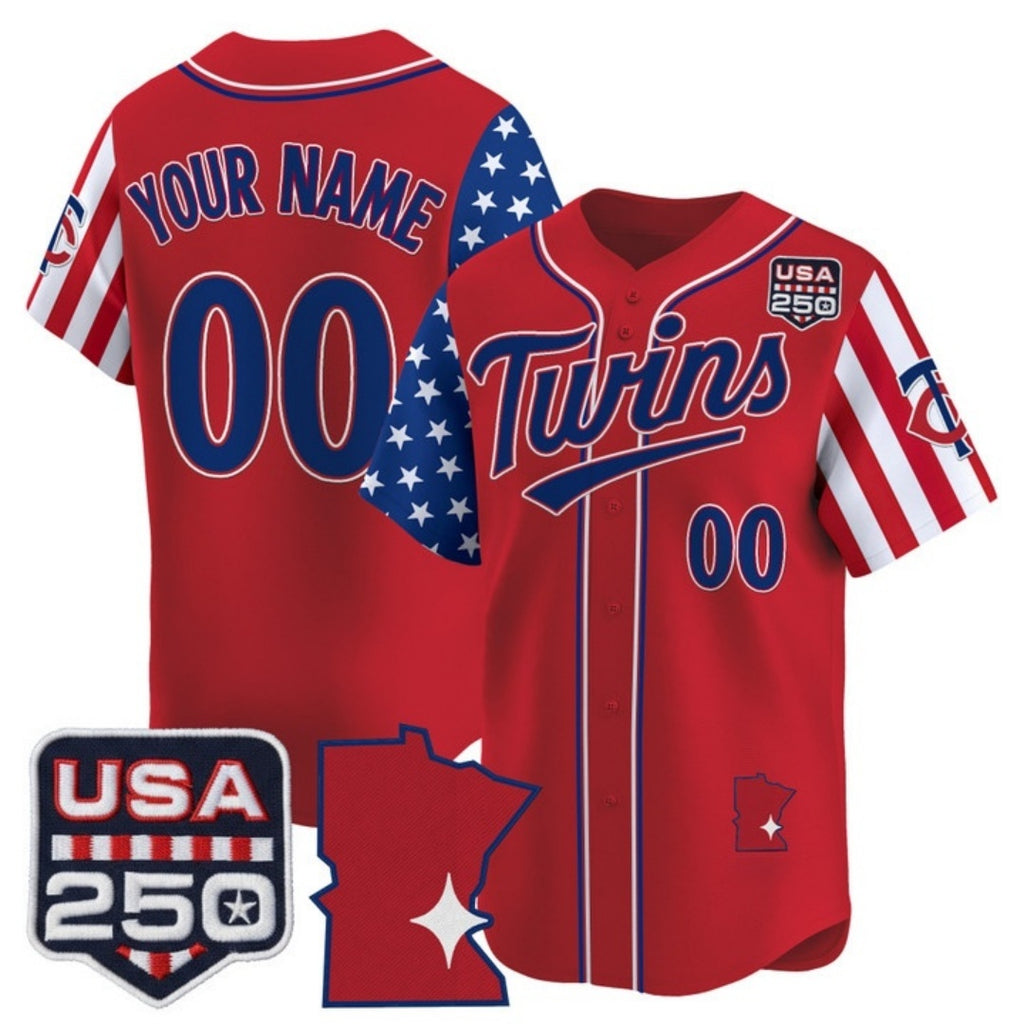 Custom Minnesota Twins America 250 Edition Vapor Premier Limited Red CONTON Stitched Jerseys