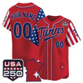 Custom Minnesota Twins America 250 Edition Vapor Premier Limited Red CONTON Stitched Jerseys