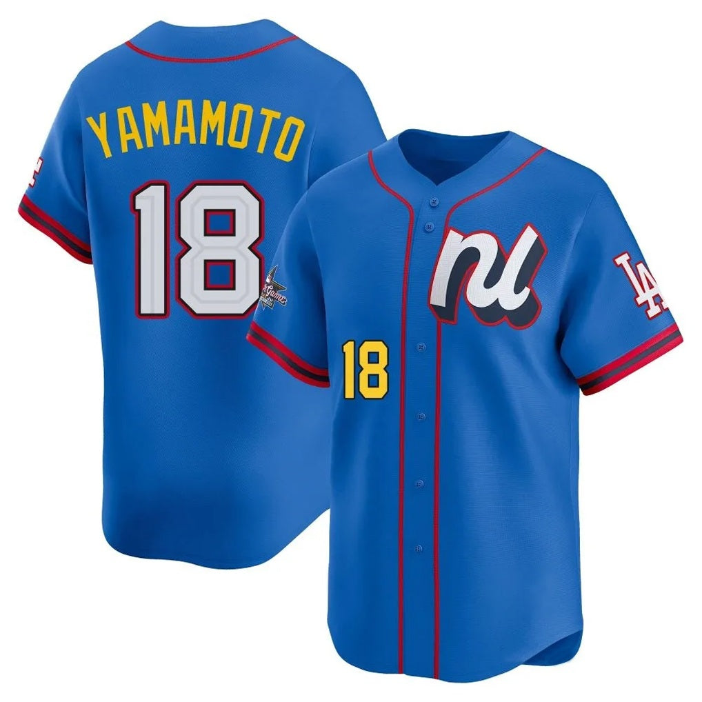 Los Angeles Dodgers #18 Yoshinobu Yamamoto Player Blue CONTON All-Star Limited Home Stitched Jerseys