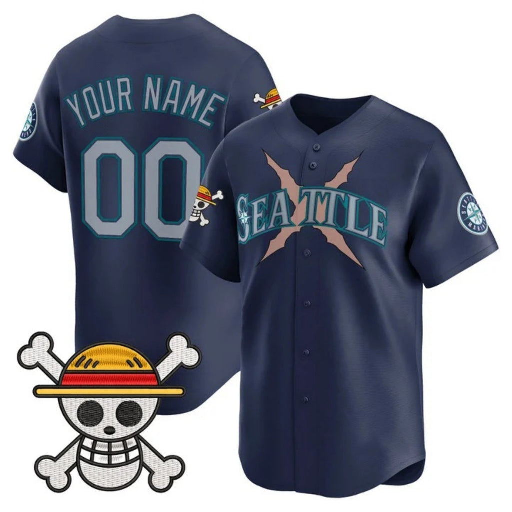 Custom Seattle Mariners x One Piece Navy CONTON Vapor Premier Limited Jersey - Stitched