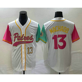 San Diego Padres #13 Manny Machado Number White CONTON NEW 2023 City Connect Cool Base Stitched Jersey