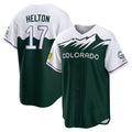 Colorado Rockies #17 Todd Helton Player Green CONTON City Connect Home Game Stitched Jerseys