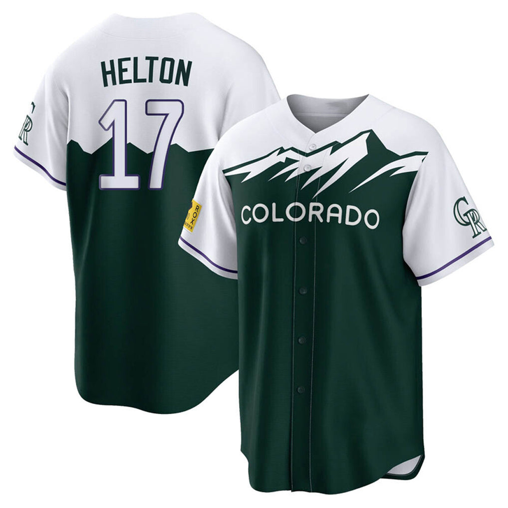 Colorado Rockies #17 Todd Helton Player Green CONTON City Connect Home Game Stitched Jerseys