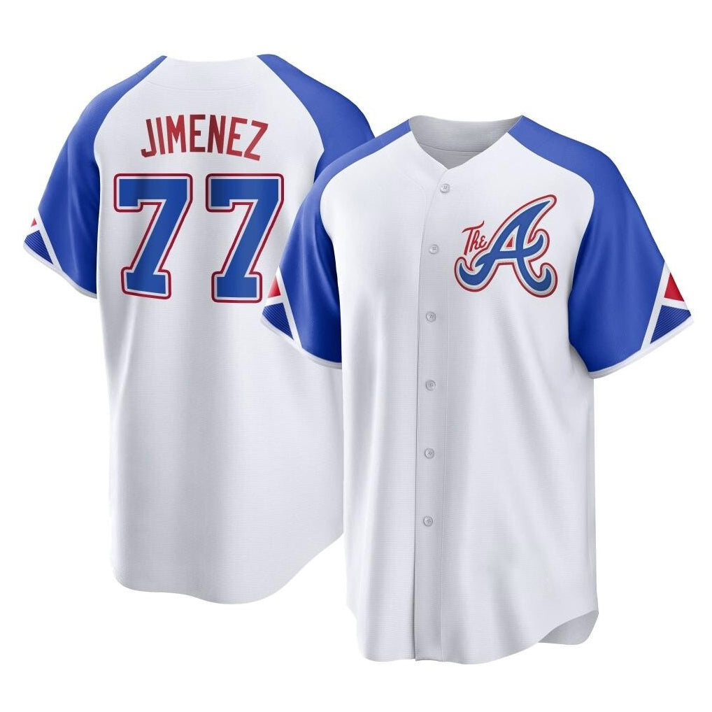 Atlanta Braves #77 Joe Jimenez Player White CONTON City Connect Home Game Stitched Jerseys
