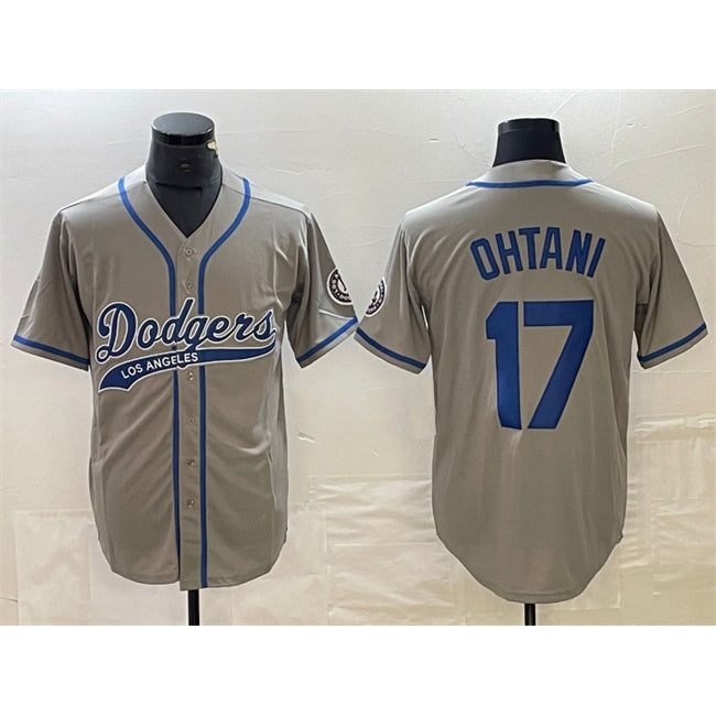 Los Angeles Dodgers #17 Shohei Ohtani Gray CONTON Cool Base With Patch Stitched Jersey