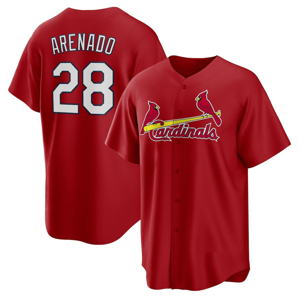 St. Louis Cardinals #28 Nolan Arenado Red CONTON Alternate Official Replica Player Jersey