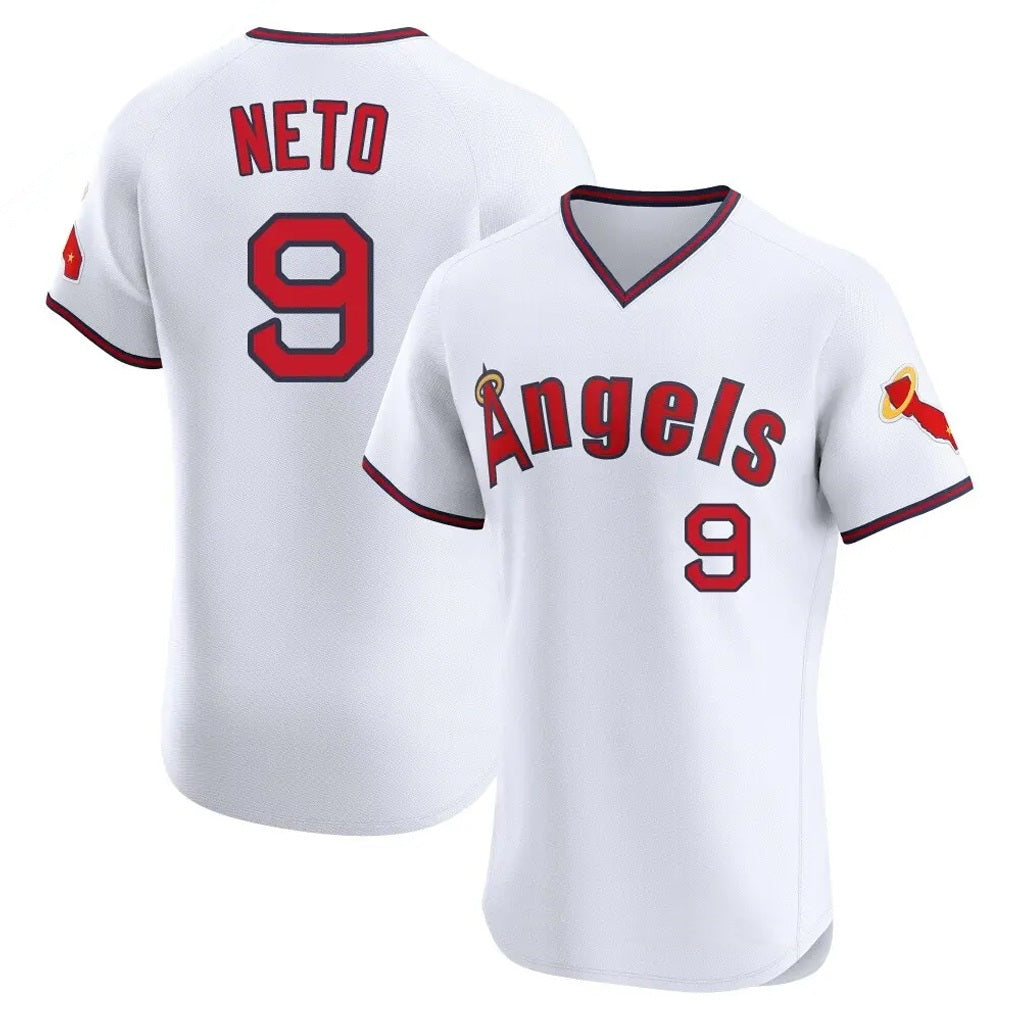 Los Angeles Angels #9 Zach Neto Player White CONTON T-shirt Home Limited Elite Stitched Jerseys