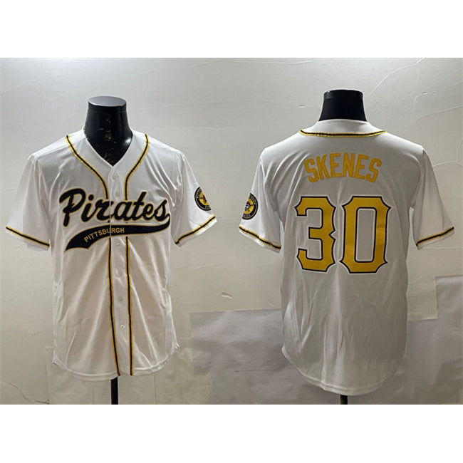 Pittsburgh Pirates #30 Paul Skenes White CONTON Cool Base Stitched Jersey