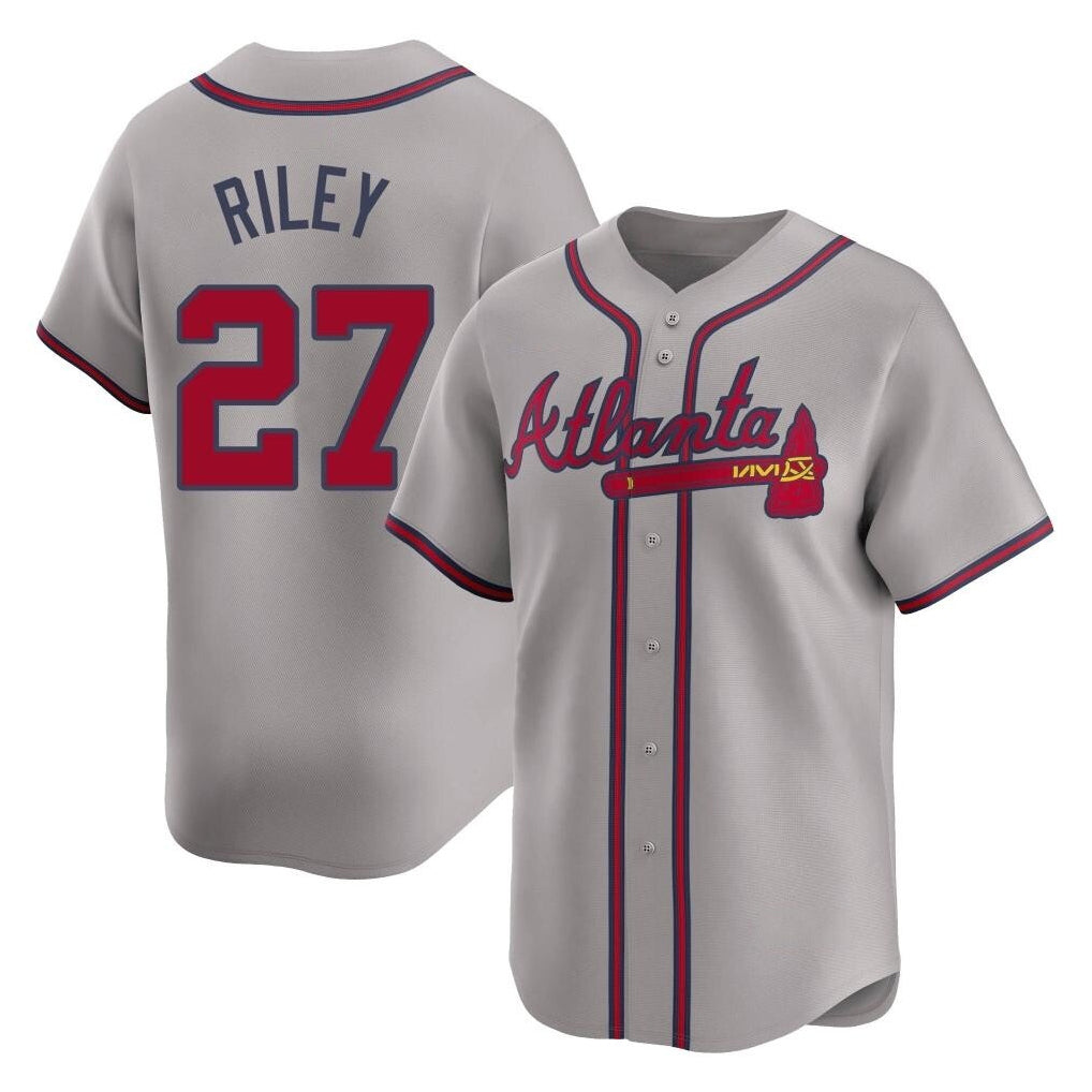 Atlanta Braves #27 Austin Riley Player Gray CONTON Limited Home Game Stitched Jerseys