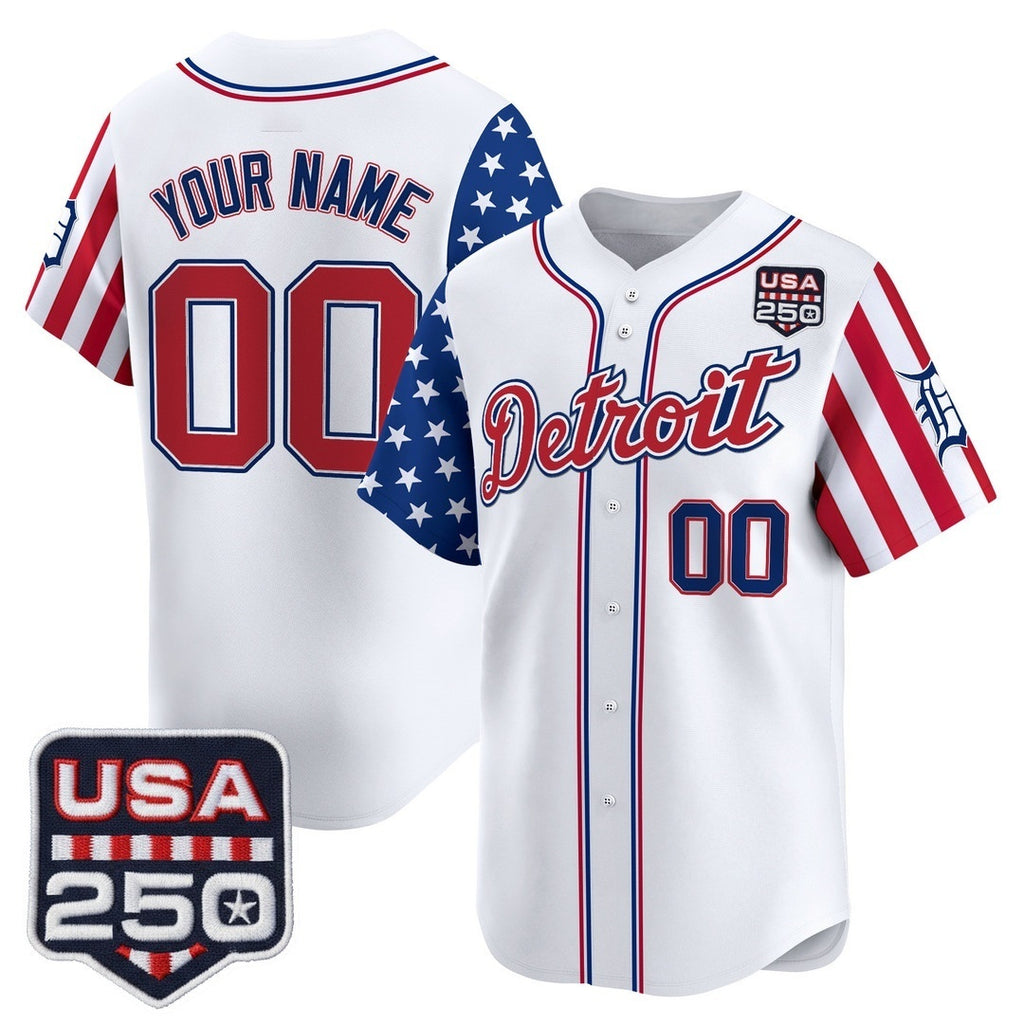 Custom Detroit Tigers America 250 Edition Vapor Premier Limited White CONTON Stitched Jerseys
