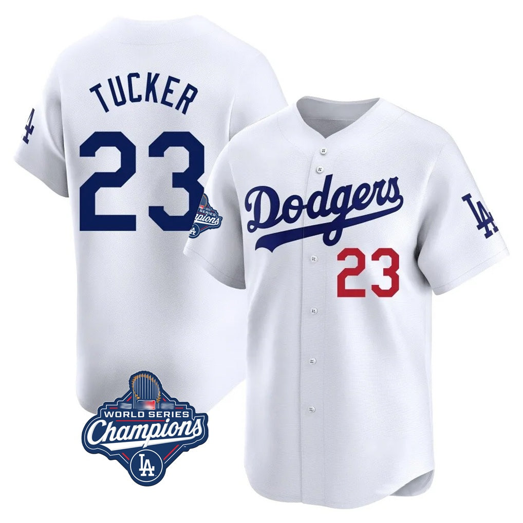 Los Angeles Dodgers #23 Kyle Tucker Player White CONTON World Series Meet Limited Home Stitched Jerseys