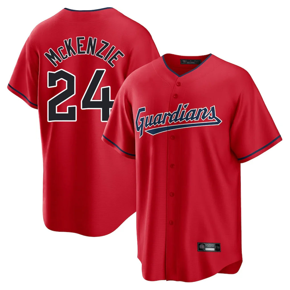 Cleveland Guardians #24 Triston McKenzie Player Red CONTON Home Game Stitched Jerseys
