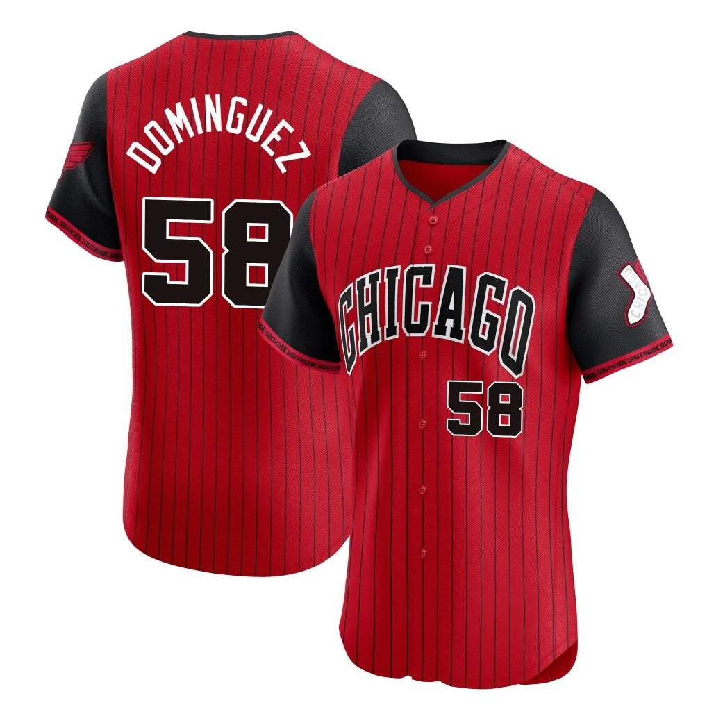Chicago White Sox #58 Seranthony Dominguez Player Red CONTON City Connect Limited Elite Home Stitched Jerseys