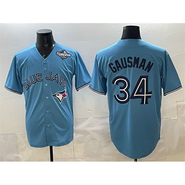 Toronto Blue Jays #34 Kevin Gausman Blue CONTON 2025 World Series Cool Base Stitched Jersey