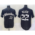 Milwaukee Brewers #22 Christian Yelich Black CONTON 'Gothic 414 Shadows Edition' Vapor Premier Limited Stitched Jersey