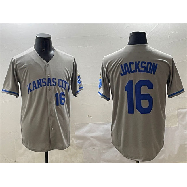 Kansas City Royals #16 Bo Jackson Gray CONTON 2024 Away Limited Stitched Jersey
