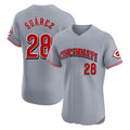Cincinnati Reds #28 Eugenio Su¨¢rez Player Gray CONTON Limited Elite Home Stitched Jerseys